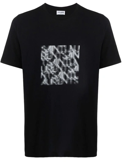 Saint Laurent Mens Noir Craie Box Text-print Cotton-jersey T-shirt M In Black