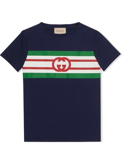 Gucci Kids' Interlocking G T恤 In Navy