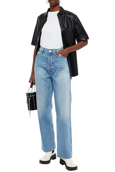 Re/done 90s Faded High-rise Straight-leg Jeans In Mid Denim