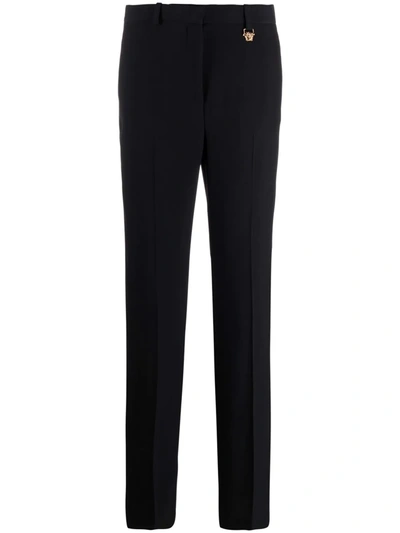 Versace Pressed-crease Wide-leg Tailored Trousers In Black