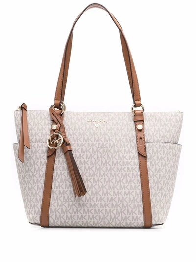 Michael Michael Kors Tote Bag With Logo Print In Beige