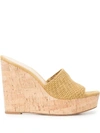Veronica Beard Dali Woven Platform Wedge Sandal In Braun