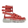 RICK OWENS RED HIKING TRACTOR SANDALS