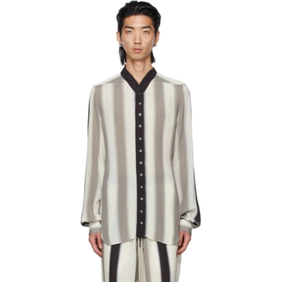 Rick Owens Sanp Collar Fau Shirt In Black Viscose In Grey