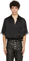 MARTINE ROSE BLACK SILK KLENE SHORT SLEEVE SHIRT