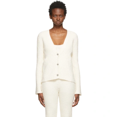 Helmut Lang Ribbed-knit Cotton-blend Cardigan In Ivory