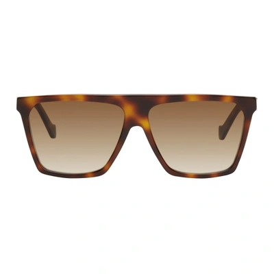 Loewe Tortoiseshell Flat-top Sunglasses In Gradient Brown Lens Shiny Classic Havana Front An