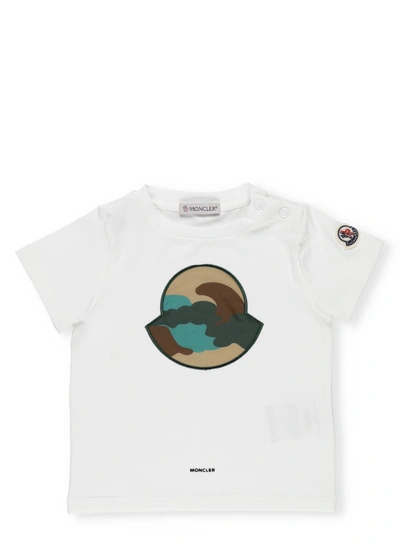 Moncler Babies' Camouflage Logo Cotton T-shirt In White