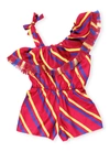 Msgm Teen One-shoulder Striped Playsuit In Fragola