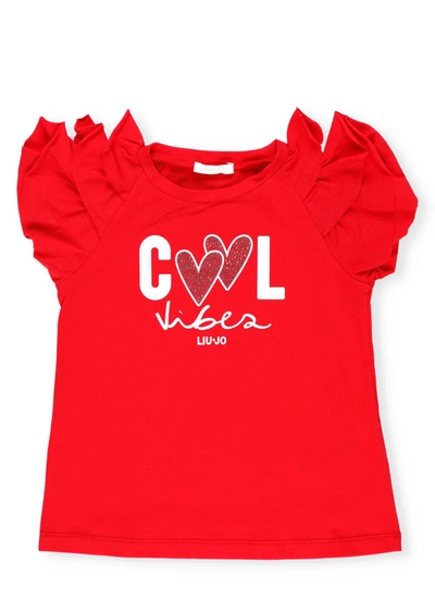 Liu •jo Kids' Printed T-shirt In True Red/cool