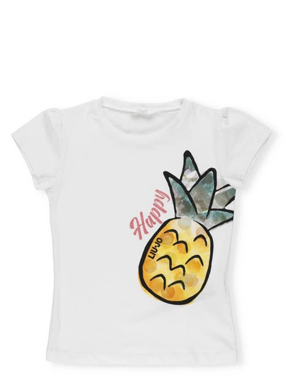 Liu •jo Kids' Pineapple T-shirt In White / Pineapple