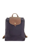 Longchamp Nylon And Leather Le Pliage Original Backpack In Blueberry