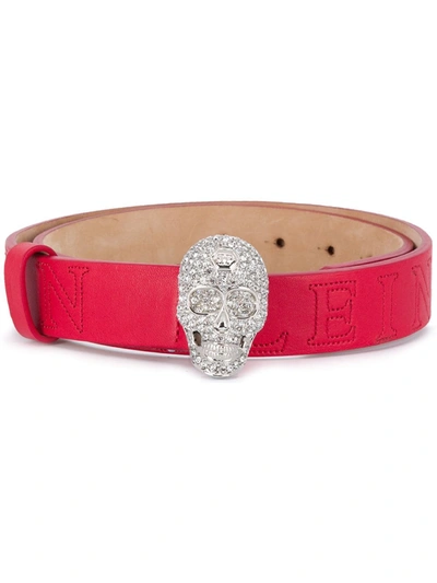 Philipp Plein Crystal Skull Belt In 红色