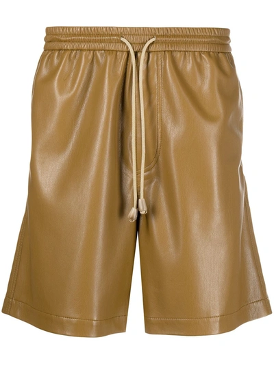 Nanushka Doxxi Elasticated-waist Faux-leather Shorts In Beige