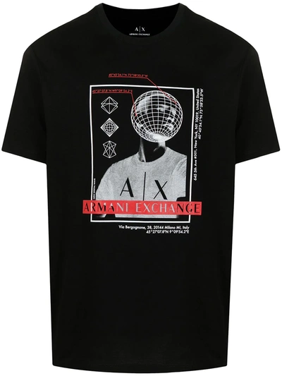 Armani Exchange Graphic-print Cotton T-shirt In Black