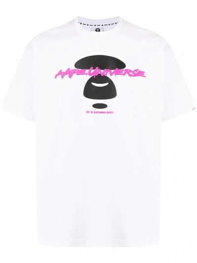 Aape By A Bathing Ape Logo-print Cotton T-shirt In Weiss