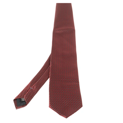 Pre-owned Ermenegildo Zegna Red Geometric Patterned Silk Tie