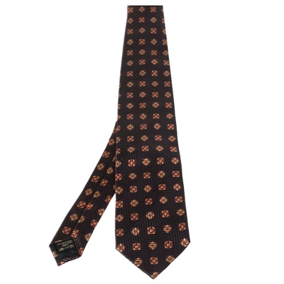 Pre-owned Ermenegildo Zegna Brown Floral Patterned Silk Tie