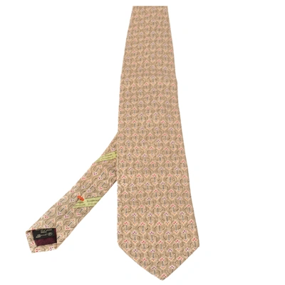 Pre-owned Ermenegildo Zegna Disegno Esclusivo Cream Floral Patterned Silk Traditional Tie