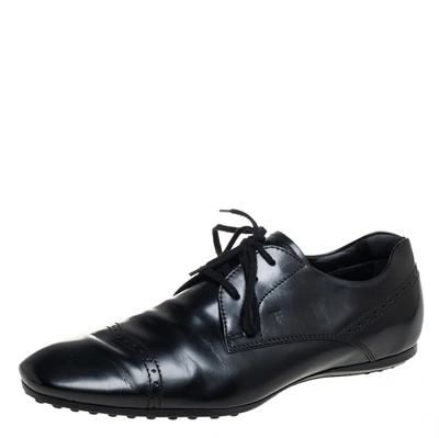 Pre-owned Tod's Black Leather Lace Up Oxford Size 41.5