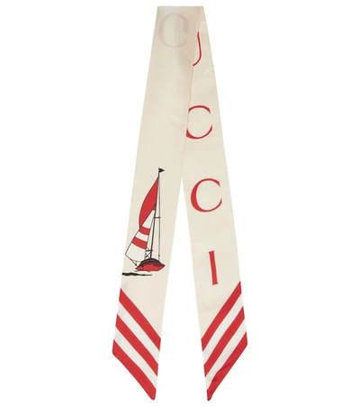 Gucci Nautical-print Silk-twill Scarf In Weiss