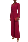 Les Héroïnes By Vanessa Cocchiaro The Tina Wrap-effect Crepe Jumpsuit In Claret