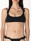 Attico Matte Twisted Halter Neck Bikini Top In Black
