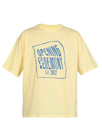 Opening Ceremony Warped Logo-print Cotton T-shirt In Pale Lemon