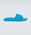 Fendi Ff Logo Rubberized Slides In Black