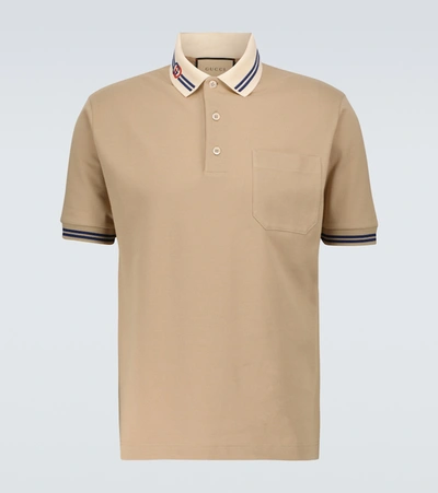 Gucci Short-sleeved Polo Shirt In Beige