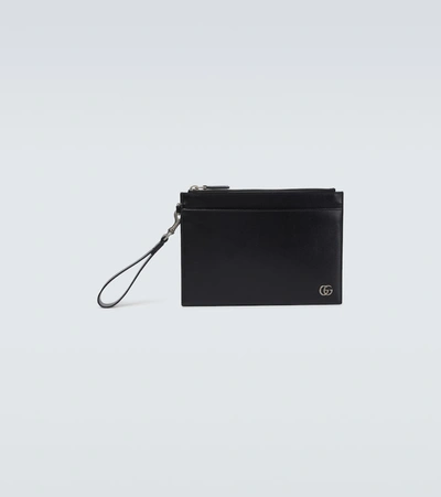 Gucci Gg Marmont Leather Pouch In Black
