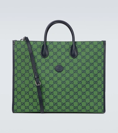 Gucci Gg Multicolor Large Tote Bag In Green