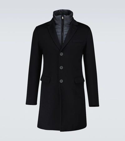Herno Layered Cashmere Overcoat In Blue