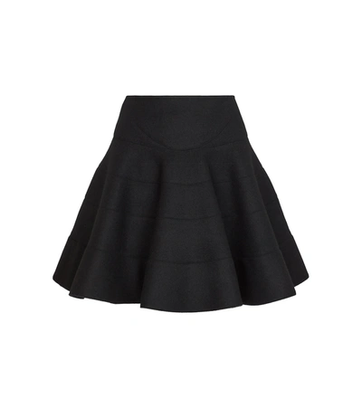 Alaïa Wool-blend Tiered Mini Skirt In Black