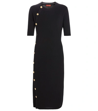 Altuzarra Topaz Button-detailed Ribbed-knit Midi Dress In Black