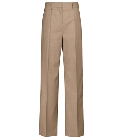 Burberry Wide-leg Virgin Wool Pants In Deep Taupe