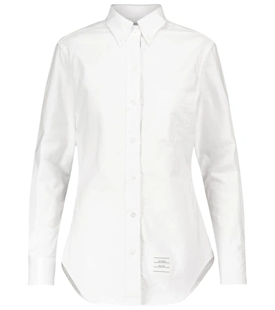 Thom Browne 4-bar Round Collar Oxford Shirt In White