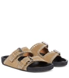 Isabel Marant Lennyo Embellished Suede Sandals In Beige