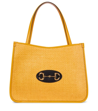 Gucci 1955 Horsebit Textured Tote Bag In Yellow