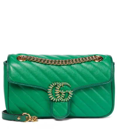 Gucci Small Gg Marmont Matelassè Leather Bag In Green