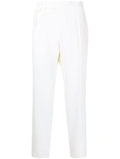 Polo Ralph Lauren Double-pleat High-waisted Trousers In Weiss