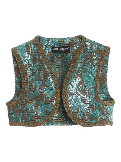 Dolce & Gabbana Jacquard Cropped Waistcoat In Green