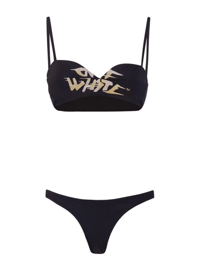 Off-white Logo-print Bikini In Nero