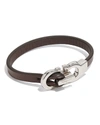 Ferragamo Brown Leather Gancini Bracelet In Brown