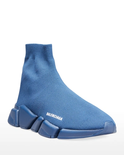 Balenciaga Speed Knit Sock Trainer Sneakers In Navy