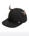 Givenchy Men's Flat Baseball Cap With Horns In Blacknatural