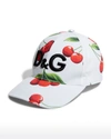 DOLCE & GABBANA CHERRY-PRINT LOGO BASEBALL HAT,PROD243890326