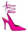 Attico Pink Satin Venus Slingback Heels In Fuchsia