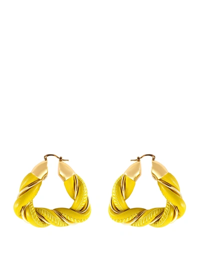 Bottega Veneta Woven Hoop Earrings In Yellow