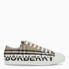 BURBERRY BEIGE SNEAKERS WITH VINTAGE CHECK MOTIF,8024301114395-J-BURBE-A7026